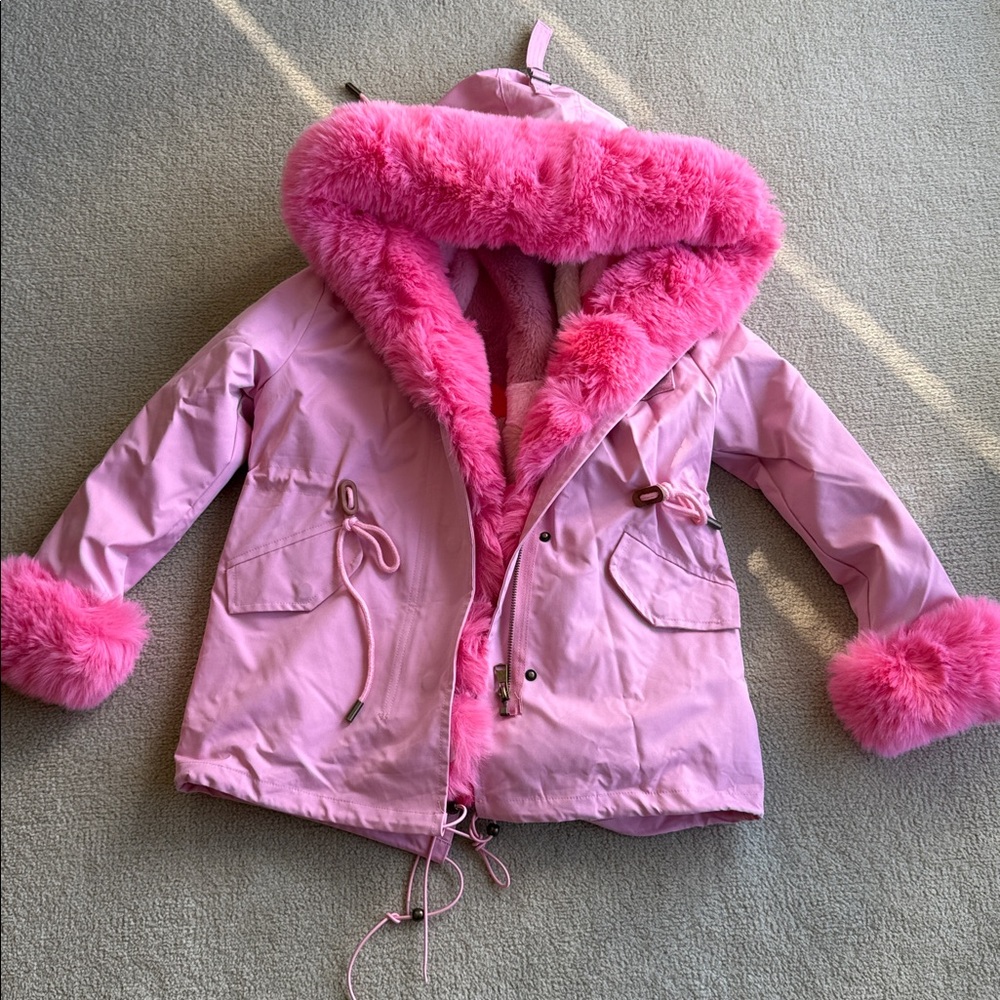 Pink Fur-Lined Hooded Jacket Lola + the Boys